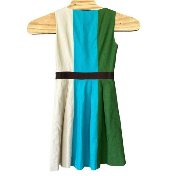 Anthropologie Tabitha Blue Green Color Block Canvas Tank A-Line Dress Womens 2 - Picture 2 of 5